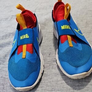EUC Nike Flex Runner Kids Boys Blue Red Slip-On Sneakers Size 4.5Y Youth Shoes